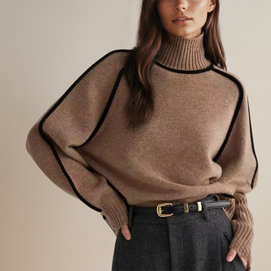 Koryn | Luksuriøs turtleneck-genser med kontrastfargede detaljer